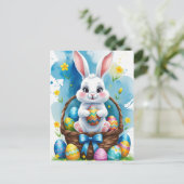 Carte Postale Lapin de Pâques avec oeufs (Debout devant)