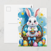 Carte Postale Lapin de Pâques avec oeufs (Devant / Derrière)