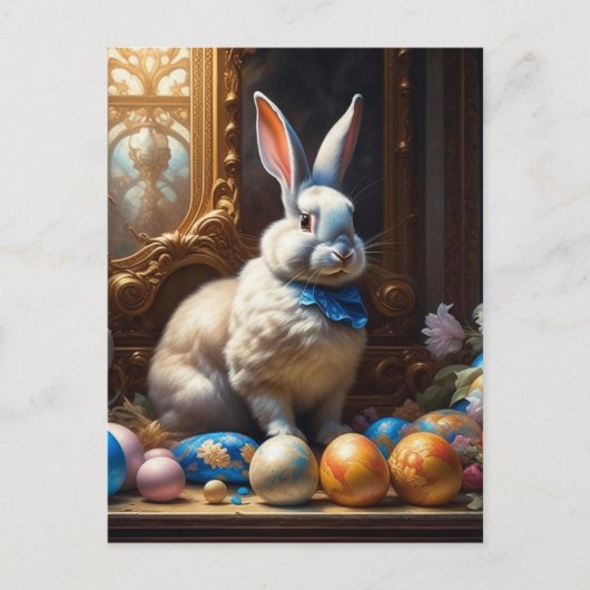 Carte Postale Lapin de Pâques baroque avec oeufs (Devant)