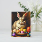 Carte Postale Lapin de Pâques Brown baroque avec oeufs (Debout devant)