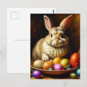 Carte Postale Lapin de Pâques Brown baroque avec oeufs (Devant / Derrière)