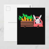 Carte Postale Lapin de Pâques Conduisant Carottes Filles Garçons (Devant / Derrière)