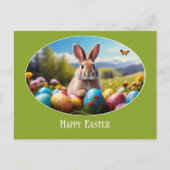 Carte Postale Lapin de Pâques dans le champ de fleurs illustrati (Devant)