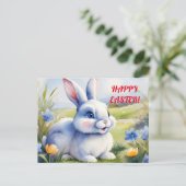Carte Postale Lapin de Pâques dans un jardin, Pâques (Debout devant)