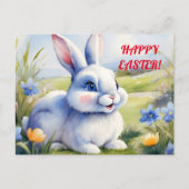 Carte Postale Lapin de Pâques dans un jardin, Pâques (Devant)