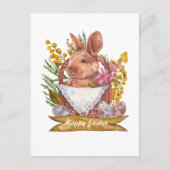 Carte Postale Lapin de Pâques dans un panier (Devant)