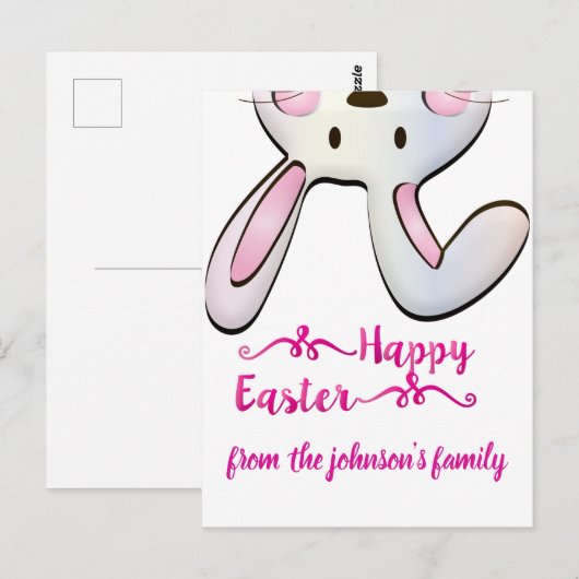 Carte Postale Lapin de Pâques drôle (Devant / Derrière)