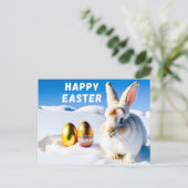 Carte Postale Lapin de Pâques en neige (Debout devant)