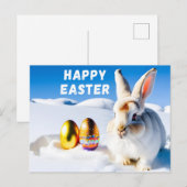 Carte Postale Lapin de Pâques en neige (Devant / Derrière)