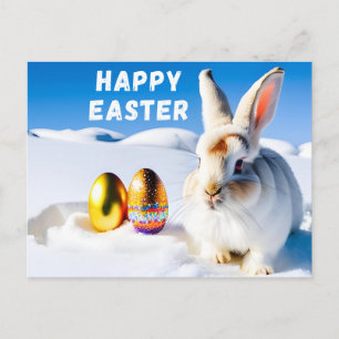 Carte Postale Lapin de Pâques en neige