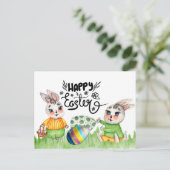 Carte Postale Lapin de Pâques heureux (Debout devant)