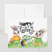Carte Postale Lapin de Pâques heureux (Devant / Derrière)