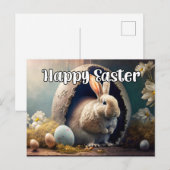 Carte Postale Lapin de Pâques heureux (Devant / Derrière)