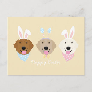 Carte Postale Lapin de Pâques heureux Retriever doré