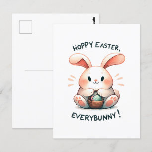Carte Postale Lapin de Pâques Joyeuses Pâques, à tout le monde !