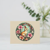 Carte Postale Lapin de Pâques Lapin Lily Lys (Debout devant)