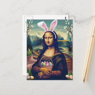 Carte Postale Lapin de Pâques Mona Lisa drôle