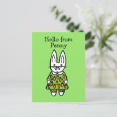 Carte Postale Lapin de Pâques personnalisé Penny (Debout devant)