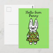 Carte Postale Lapin de Pâques personnalisé Penny (Devant / Derrière)