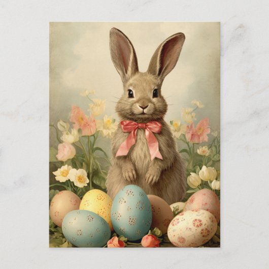 Carte Postale Lapin de Pâques vintage (Devant)