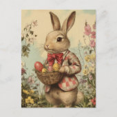 Carte Postale Lapin de Pâques vintage en veste (Devant)