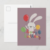 Carte Postale Lapin de pun d'anniversaire : Joyeux Anniversaire (Devant / Derrière)