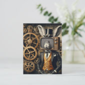 Carte Postale Lapin De Steampunk Drôle Avec Tête De Télévision (Debout devant)