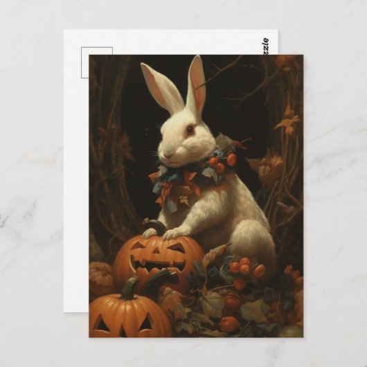 Carte Postale Lapin d'Halloween (Devant / Derrière)