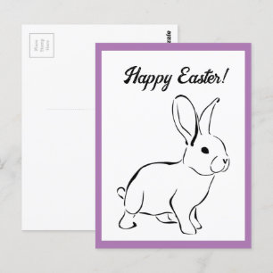 Carte Postale Lapin doux, mignon printemps ou dessin animé de Pâ