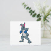 Carte Postale Lapin en boxeur avec gants de boxe (Debout devant)