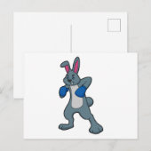 Carte Postale Lapin en boxeur avec gants de boxe (Devant / Derrière)