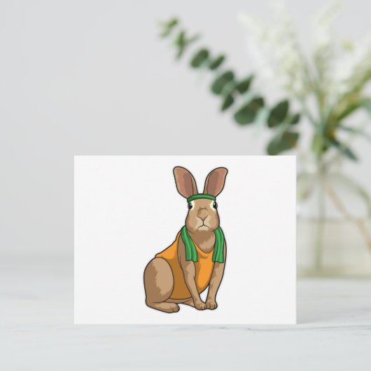 Carte Postale Lapin en coureur avec serviette (Debout devant)