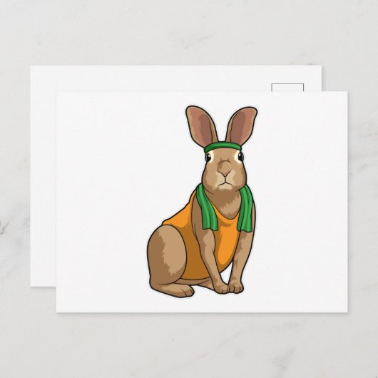 Carte Postale Lapin en coureur avec serviette (Devant / Derrière)