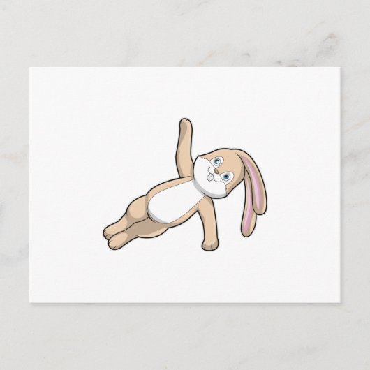Carte Postale Lapin en étirement de yoga (Devant)