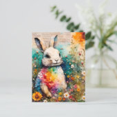 Carte Postale Lapin en Fleur sauvage (Debout devant)