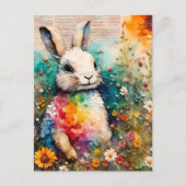 Carte Postale Lapin en Fleur sauvage (Devant)