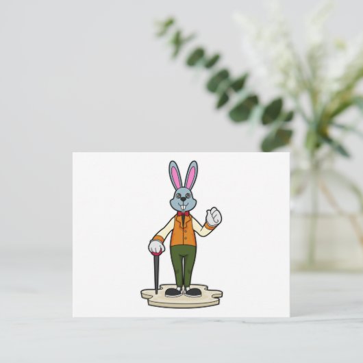 Carte Postale Lapin en gentleman avec canne (Debout devant)