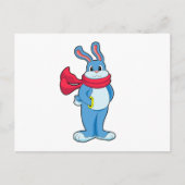 Carte Postale Lapin en hiver avec Écharpe (Devant)