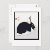 Carte Postale Lapin en noir et blanc (Devant / Derrière)