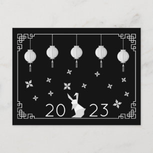 Carte Postale Lapin en origami pour le Nouvel An chinois