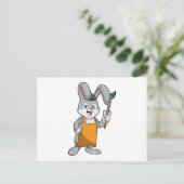 Carte Postale Lapin en peintre avec pinceau (Debout devant)