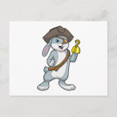 Carte Postale Lapin en pirate avec main crochet et chapeau de pi (Devant)