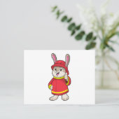Carte Postale Lapin en pompier avec casque (Debout devant)