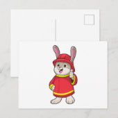 Carte Postale Lapin en pompier avec casque (Devant / Derrière)