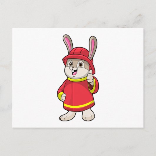 Carte Postale Lapin en pompier avec casque (Devant)