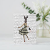 Carte Postale Lapin en robe blanche noire (Debout devant)