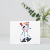 Carte Postale Lapin en robe de mariée et couronne (Debout devant)