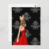 Carte Postale Lapin en robe rouge (Devant / Derrière)