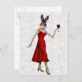 Carte Postale Lapin en robe rouge 2 (Devant / Derrière)