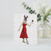 Carte Postale Lapin en robe rouge 2 (Debout devant)